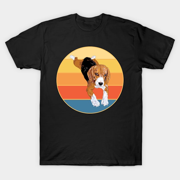 Cute Beagle Dog Breed Vintage Retro Sunset Animal Pet T-Shirt by Inspirational And Motivational T-Shirts